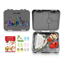 Eazy Kids 4 Compartment Bento Lunch Box-Love Saudi Grey For All ages, Unisex (EZ_4COMLB_CSAGY)