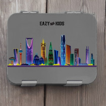 Eazy Kids 4 Compartment Bento Lunch Box-Love Saudi Grey For All ages, Unisex (EZ_4COMLB_CSAGY)
