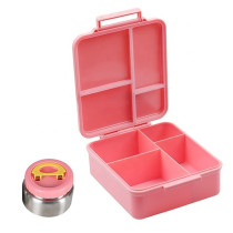 Eazy Kids Jumbo Bento Lunch Box w/t Insulated Jar - Pink For All ages, Unisex (EZ_JBBELB_SHPI)