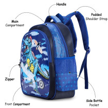 Eazy Kids T-Rex School Bag-Blue For 3Years+, Unisex (EZ_SB37_BUDI)
