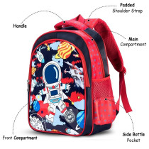Eazy Kids Astronaut School Bag-Red For 3Years+, Unisex (EZ_SB37_RDMA)