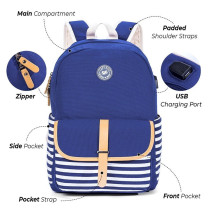 Eazy Kids Classic School Bag-Blue For 3Years+, Unisex (EZ_SB49_BU)