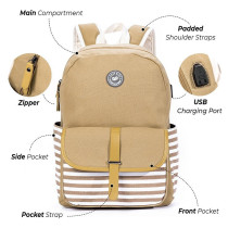 Eazy Kids Classic School Bag-Ivory For 3Years+, Unisex (EZ_SB49_IV)