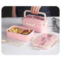 Eazy Kids Wheat Straw Leakproof Eco-Friendly Bento Lunch Box - Pink (1500ml) For All ages, Unisex (EZ_WFLBH_PI)