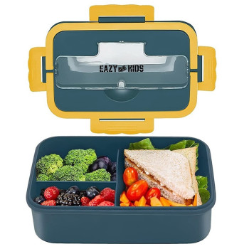 Eazy Kids Wheat Straw Leakproof Eco-Friendly Bento Lunch Box - Blue (1500ml) For All ages, Unisex (EZ_WFLBH_BU)