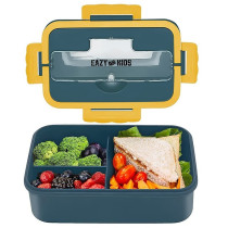 Eazy Kids Wheat Straw Leakproof Eco-Friendly Bento Lunch Box - Blue (1500ml) For All ages, Unisex (EZ_WFLBH_BU)