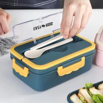 Eazy Kids Wheat Straw Leakproof Eco-Friendly Bento Lunch Box - Blue (1500ml) For All ages, Unisex (EZ_WFLBH_BU)