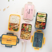 Eazy Kids Wheat Straw Leakproof Eco-Friendly Bento Lunch Box - Blue (1500ml) For All ages, Unisex (EZ_WFLBH_BU)