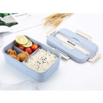 Eazy Kids Wheat Straw Leakproof Eco Bento Lunch Box - Blue (1000ml) For All ages, Unisex (EZ_WFLB_BU)