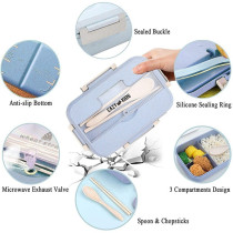 Eazy Kids Wheat Straw Leakproof Eco Bento Lunch Box - Blue (1000ml) For All ages, Unisex (EZ_WFLB_BU)