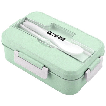 Eazy Kids Wheat Straw Leakproof Eco Bento Lunch Box - Green (1000ml) For All ages, Unisex (EZ_WFLB_GR)