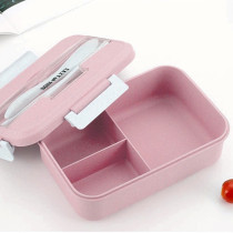 Eazy Kids Wheat Straw Leakproof Eco Bento Lunch Box - Pink (1000ml) For All ages, Unisex (EZ_WFLB_PI)