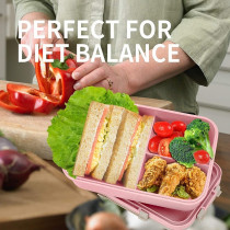 Eazy Kids Wheat Straw Leakproof Eco Bento Lunch Box - Pink (1000ml) For All ages, Unisex (EZ_WFLB_PI)
