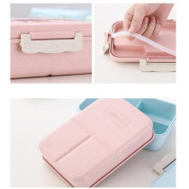 Eazy Kids Wheat Straw Leakproof Eco Bento Lunch Box - Pink (1000ml) For All ages, Unisex (EZ_WFLB_PI)