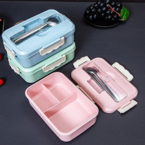 Eazy Kids Wheat Straw Leakproof Eco Bento Lunch Box - Pink (1000ml) For All ages, Unisex (EZ_WFLB_PI)