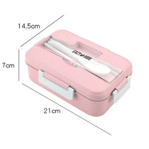 Eazy Kids Wheat Straw Leakproof Eco Bento Lunch Box - Pink (1000ml) For All ages, Unisex (EZ_WFLB_PI)