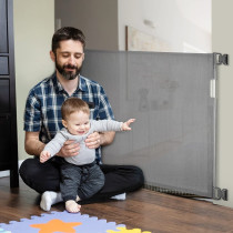Baby Safe Retractable Mesh Gate - Grey For 0-3Years, Unisex (BS_RMGA_GY)