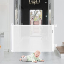 Baby Safe Retractable Mesh Gate - White For 0-3Years, Unisex (BS_RMGA_WH)