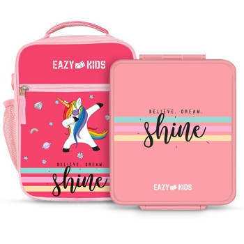 Eazy Kids Bento Boxes wt Insulated Lunch Bag combo - Shine Unicorn Pink For All ages, Unisex (EZ_CBLB02_PI)