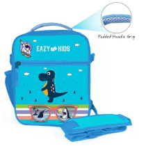 Eazy Kids Bento Boxes wt Insulated Lunch Bag Combo- Dino Blue For All ages, Unisex (EZ_CBLB03_BU)