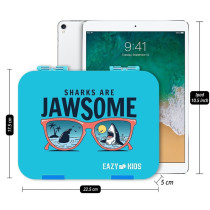Eazy Kids Bento Boxes wt Insulated Lunch Bag Combo- Jawsome Shark Blue For All ages, Unisex (EZ_CBLB04_BU)
