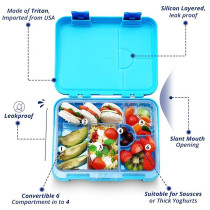 Eazy Kids Bento Boxes wt Insulated Lunch Bag Combo- Jawsome Shark Blue For All ages, Unisex (EZ_CBLB04_BU)