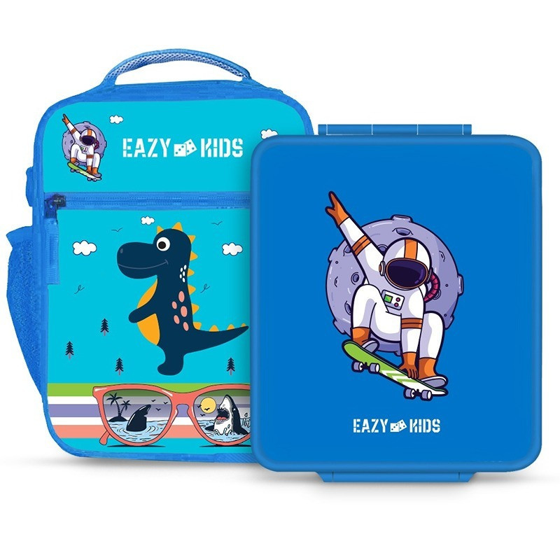 Eazy Kids Bento Boxes wt Insulated Lunch Bag Combo- Baby Astronaut Blue For All ages, Unisex (EZ_CBLB05_BU)