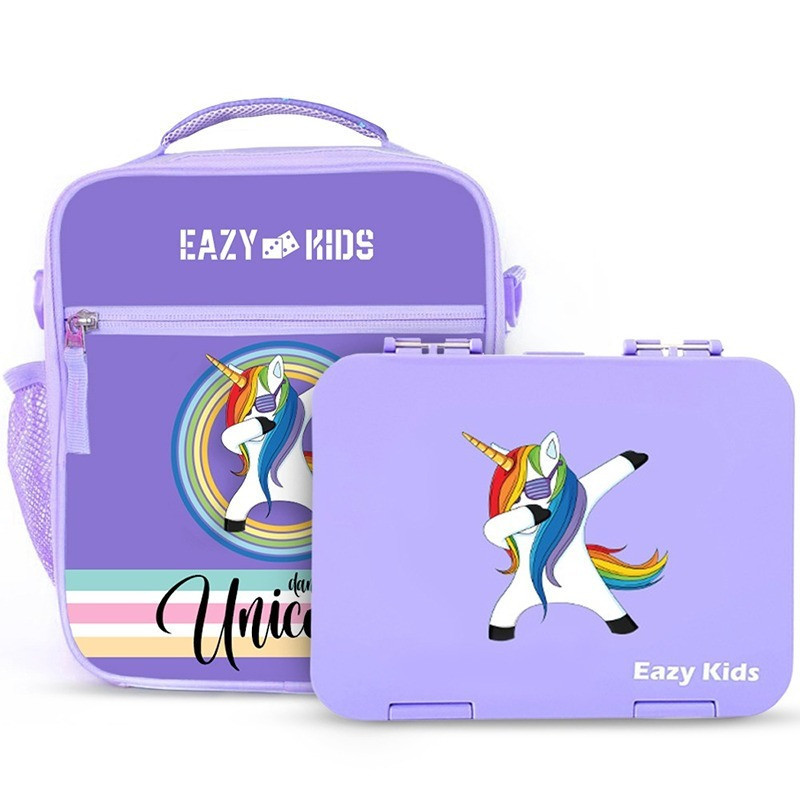 Eazy Kids Bento Boxes wt Insulated Lunch Bag Combo- Unicorn Purple For All ages, Unisex (EZ_CBLB01_PU)
