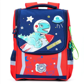 Eazy Kids School Bag Dino in Space - Red For 3Years+, Unisex (EZ_SB_DIRD)