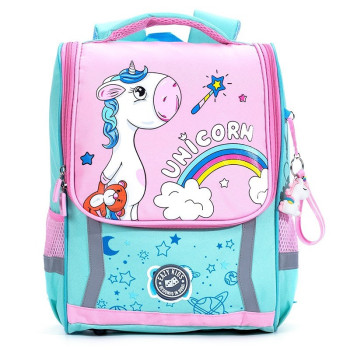 Eazy Kids School Bag Unicorn - Green + Pink For 3Years+, Unisex (EZ_SB_UILGR)