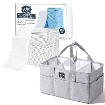 Sunveno Diaper Caddy with 100pcs Changing Mats - Grey For All Ages, Unisex (CM_SNLS_CAWH100)