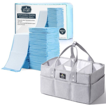 Sunveno Diaper Caddy with 50pcs Changing Mats - Grey For All Ages, Unisex (CM_SNLS_CABU50)
