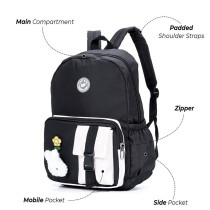 Eazy Kids Vogue School Bag wt Bento Lunch Box - Black For All ages, Unisex (CM_EZBGLB_48BKPU)