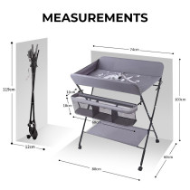 Teknum 4-in-1 Diaper Changing Table Organizer - Grey For 0-12Months, Unisex (TK_BCTA_DGY)