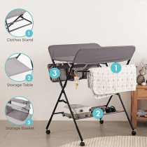 Teknum 4-in-1 Diaper Changing Table Organizer - Grey For 0-12Months, Unisex (TK_BCTA_DGY)