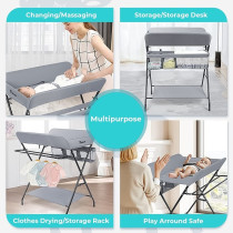 Teknum 4-in-1 Diaper Changing Table Organizer - Grey For 0-12Months, Unisex (TK_BCTA_DGY)