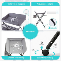 Teknum 4-in-1 Diaper Changing Table Organizer - Grey For 0-12Months, Unisex (TK_BCTA_DGY)