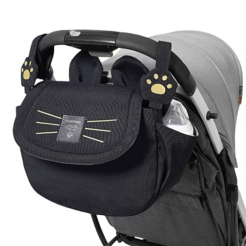 Sunveno Meow Stroller Diaper Bag - Black For All Ages, Unisex (SN_MSDP_BK)