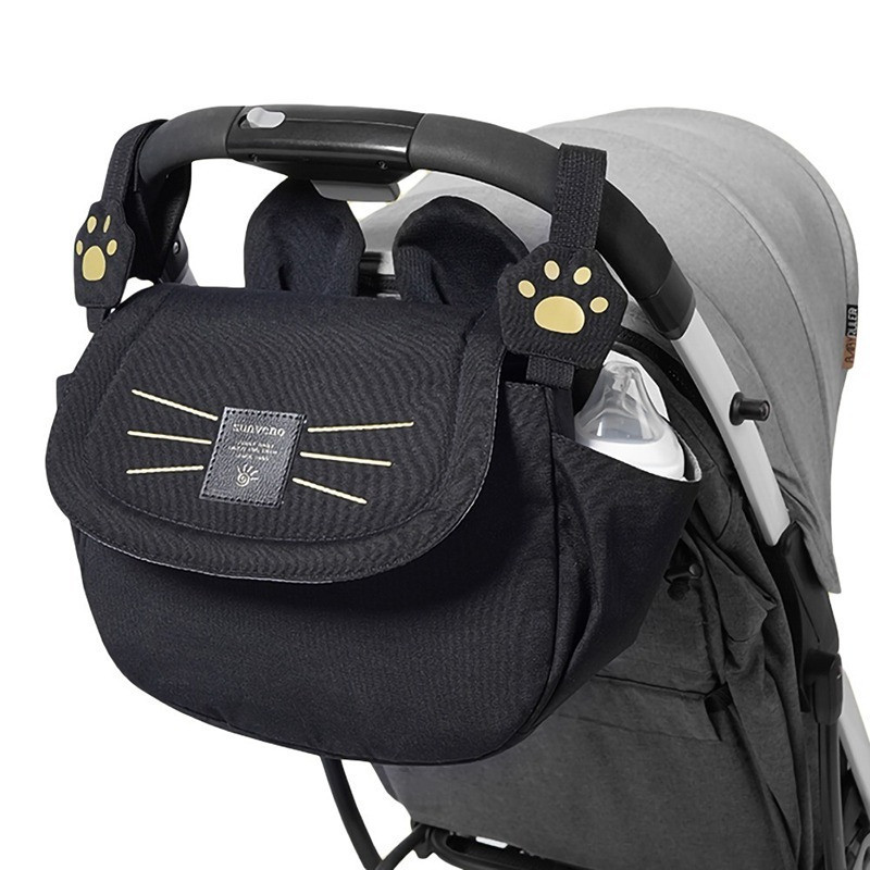 Sunveno Meow Stroller Diaper Bag - Black For All Ages, Unisex (SN_MSDP_BK)