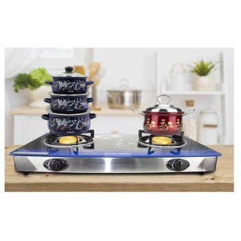 Sonashi Double Gas Burner Blue Floral (SGB-202GN)