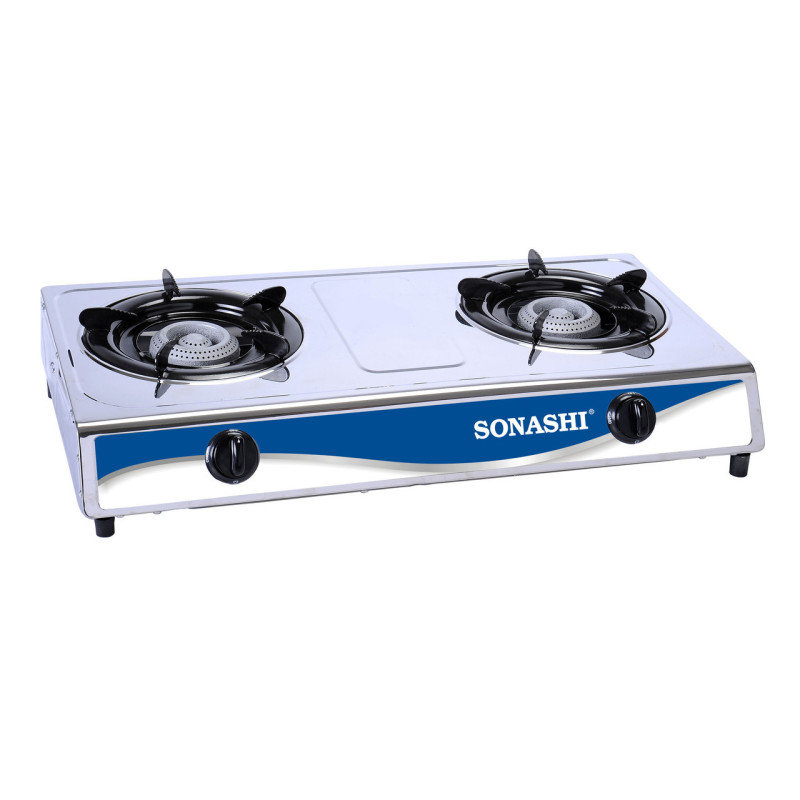 Sonashi Two Gas Burner, White and Blue, SGB-208SN