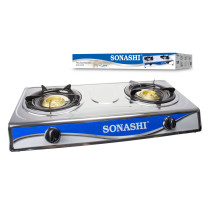 Sonashi Two Gas Burner, White and Blue, SGB-208SN