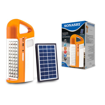 Sonashi 3 Sides With Solar Panel Rechargeable Led Lantern Orange (SEL-697SP)