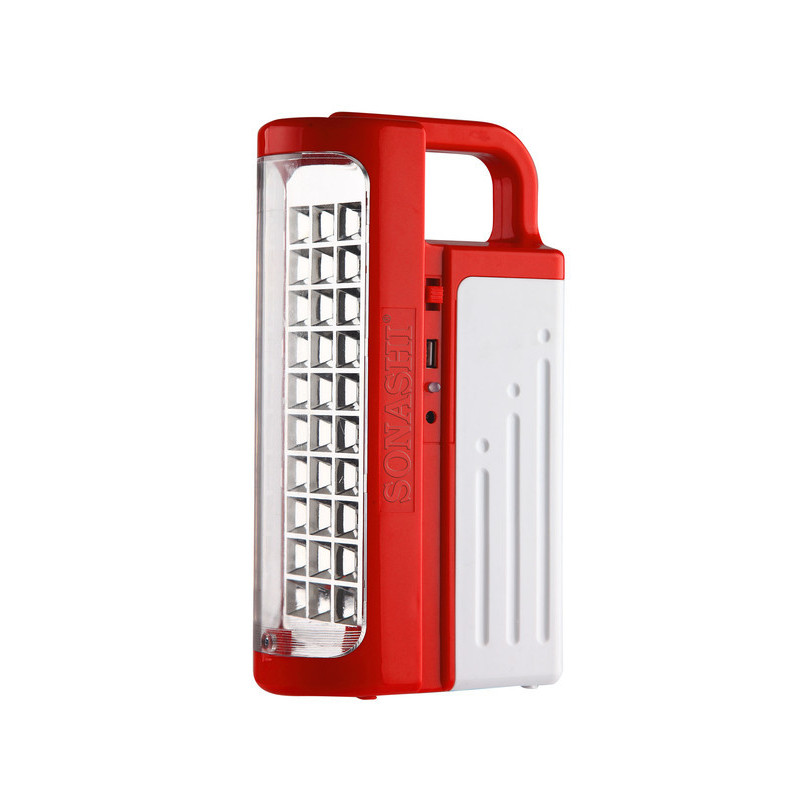 Sonashi Rechargeable Led Lantern Power Bank & Solar Charge Function Red (SEL-702)