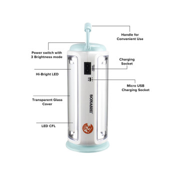 Sonashi 2 Sides Rechargeable Led Lantern, White/Blue (SEL-705N)