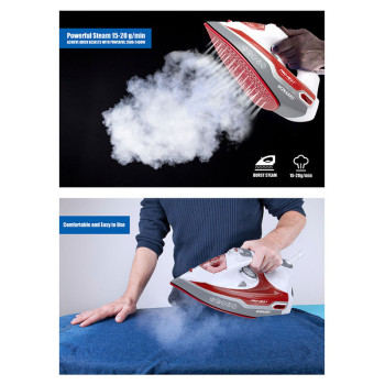 Sonashi Steam Iron With Ceramic Soleplate - 2200W Red-White (SI-5067N)