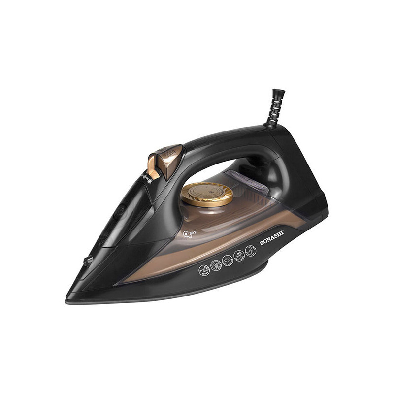 Sonashi Steam Iron With Ceramic Soleplate - 2200W Black-Gold (SI-5074N)