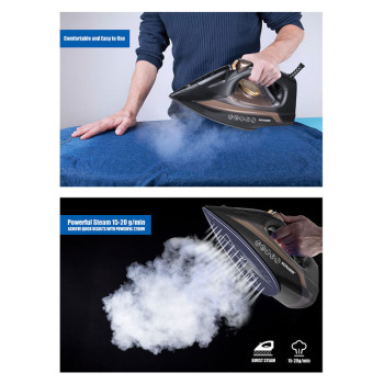 Sonashi Steam Iron With Ceramic Soleplate - 2200W Black-Gold (SI-5074N)