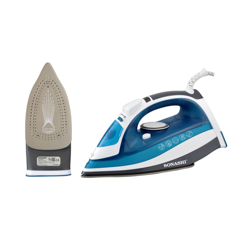 Sonashi Steam Iron With Ceramic Soleplate -2400W D-Blue-White (SI-5075C)