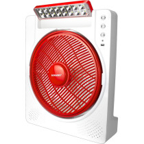 Sonashi 12" Rechargeable Fan Red-White, 2 Years Warranty (SRF-612N)
